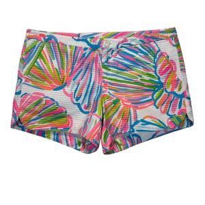 Lilly Pulitzer Adie Shorts Resort White Shellabrate Pockets Zip‎ Colorful Size 4